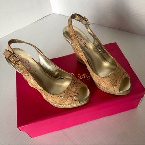 Lilly Pulitzer Krisie Wedge size 6M, new in box, never worn.